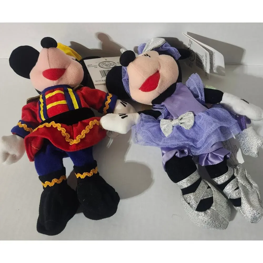 Disney Store Nutcracker Mickey Sugar Plum Minnie Bean Bag Plush Lot Tags